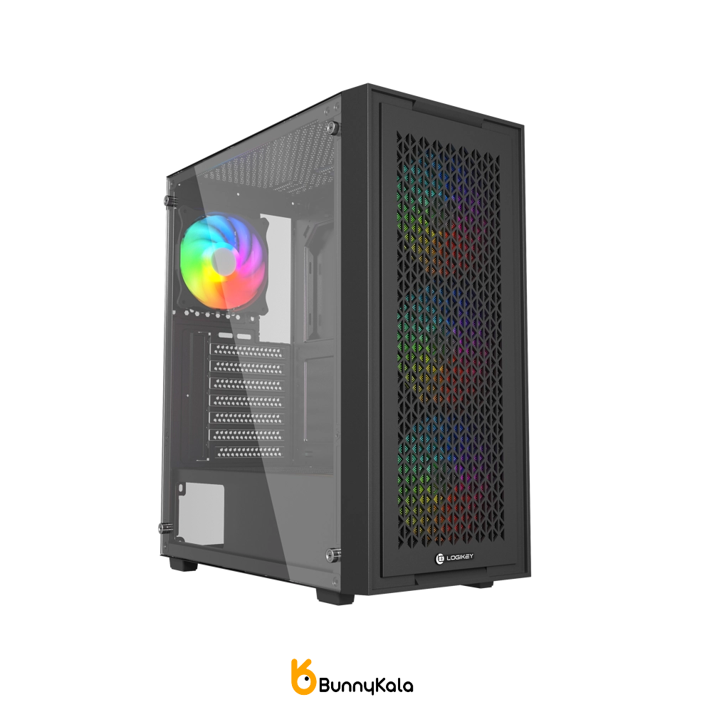 کیس کامپیوتر لاجی کی مدل C334B RGB Mid Tower مشکی